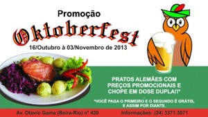 Oktoberfest em Paraty, na choperia Caborê. compre um chopp e ganhe outro grátis