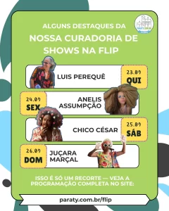 Shows musicais na Flip 2026